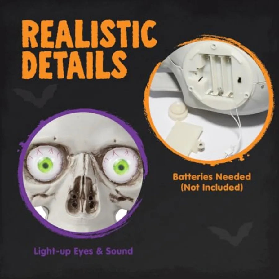 Indoor Animatronics Skull Table Desk Home Decor Haunted House Sound Activated LED Lights Up Eyes Party Halloween