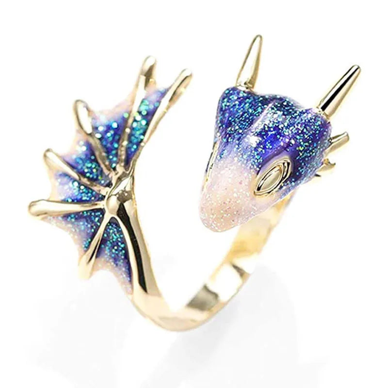 Jisensp Gothic Punk Dragon Ring Men Retro Viking Animal Adjustable Finger Rings for Women Personality Magical Cool Jewelry Gift