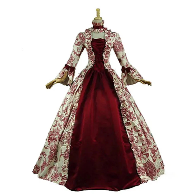 New ★ Women Cosplay Marie Antoinette Dress Medieval Flare Sleeve Victorian Party Formal Gown Renaissance Gothic Floral★ 2025 qi☆