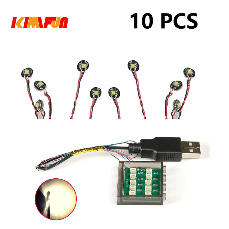 10PCS 0.8mm Pin RGB LED Building Blocks USB Lamp DIY Street Light City Electric Decorate 1X1 Brick Toy Compatible All Brands