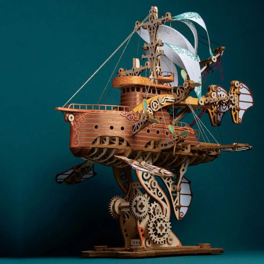 Assembly Fantastic Spaceship Model Miniature Model Handicraft DIY 3D Wooden Puzzle Collection Steampunk Ship Building Block Kits