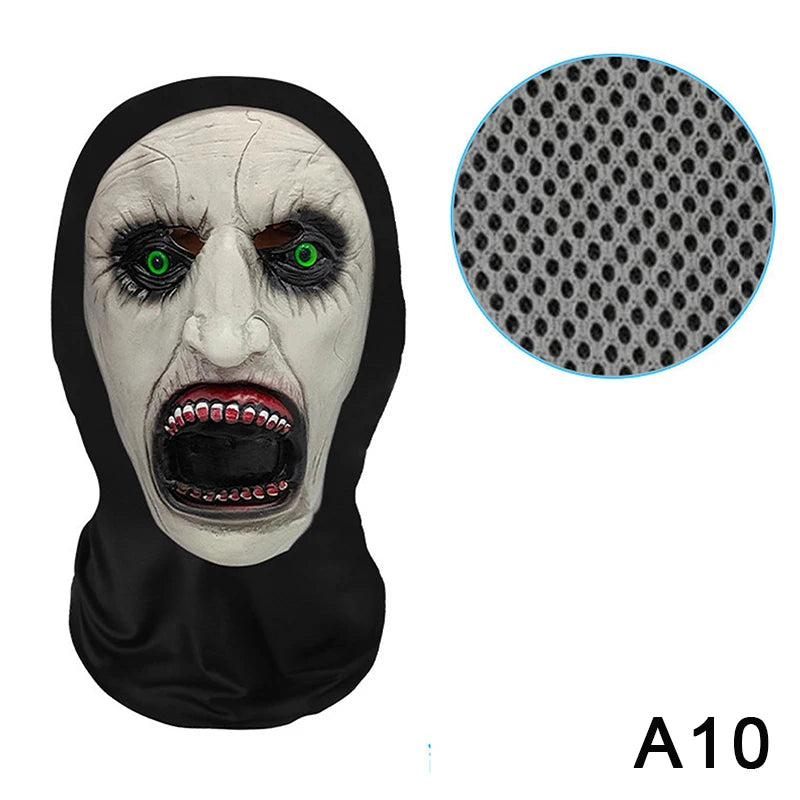 Eerie Ghost White Mask, Halloween Skull Face Costume Accessories, Party Props for Horror Cosplay Masquerade for Adults