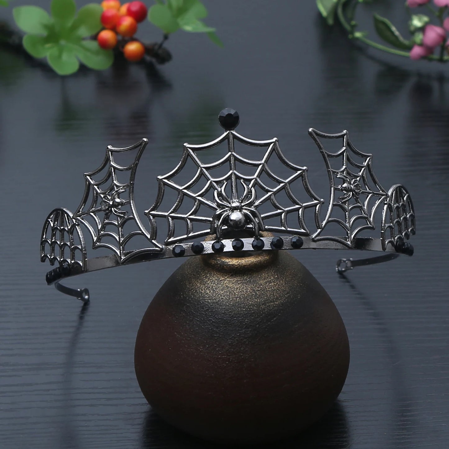 1pc Dark Goddess Gothic Style Niche Design Spider Web Crown Headpiece Makeup Ball Vampire Role-playing Hair Crown Halloween