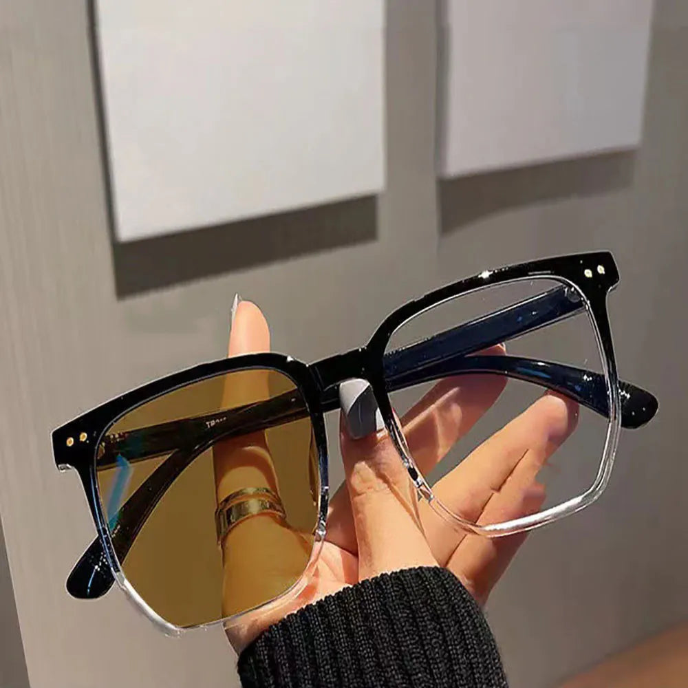 Men and women's flat mirror glasses couple Photochromic glasses Eyewear Accessories