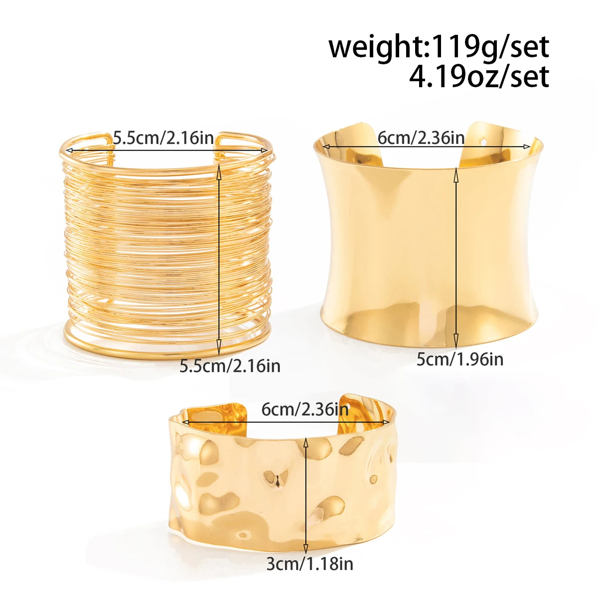 Ingemark Exaggerated Stacking Alloy Wide Bangles for Women Vintage Irregular Open Cuff Armband Bracelets Party Jewelry