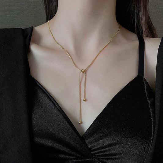Stainless Steel Retro Creative Unique Design Adjustable Necklace Female Fashion Simple All-match Gold Clavicle Chain