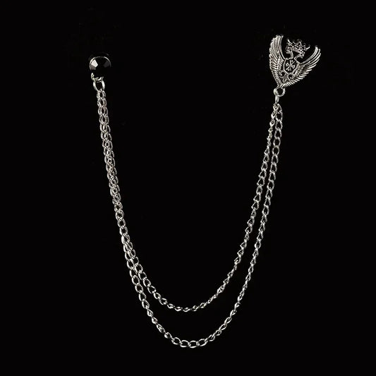 New Fashion Bird Brooch Star Crystal Tassel Chain Lapel Pin Suit Shirt Fashion Clothing Brooches for Women Men Accessories