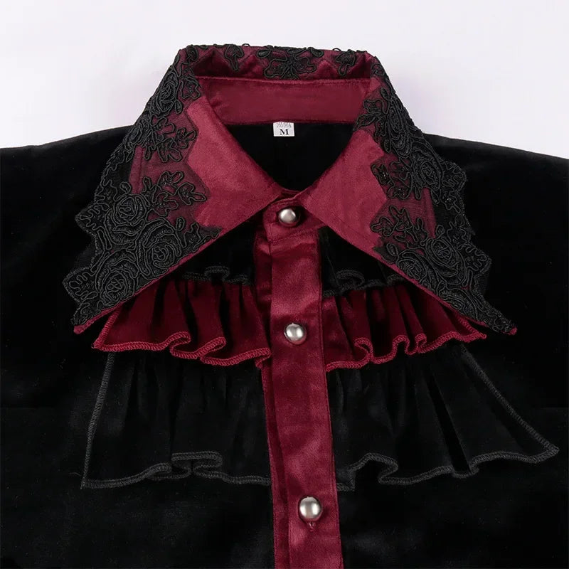 Steampunk Men's Shirts Vampire Renaissance Victorian Gothic Medieval Long Sleeve Shirts Blouse Men Halloween Costume Tunic Top
