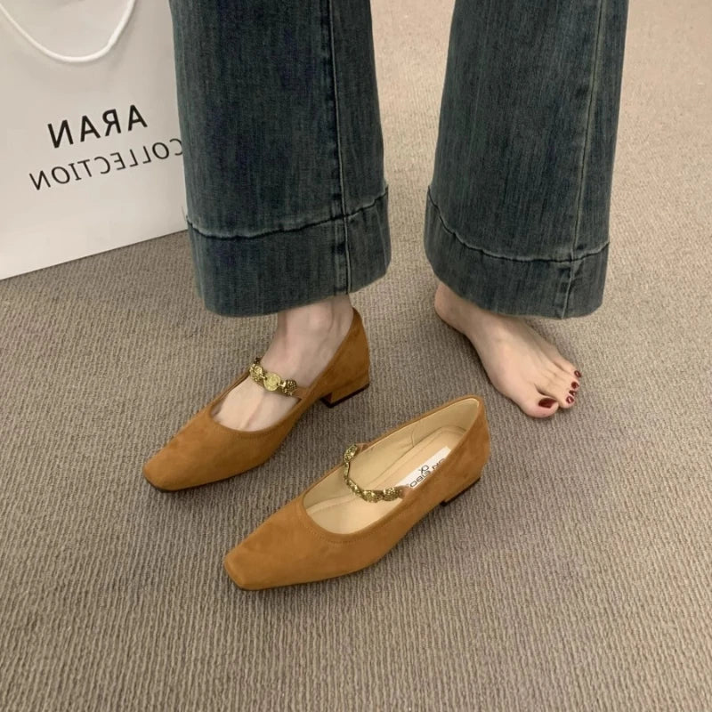 Fashion Women Mary Janes Flats Shoes New 2025 Female Buckle Strap Footwear Ladies Flats with Shoes Женская Обувь