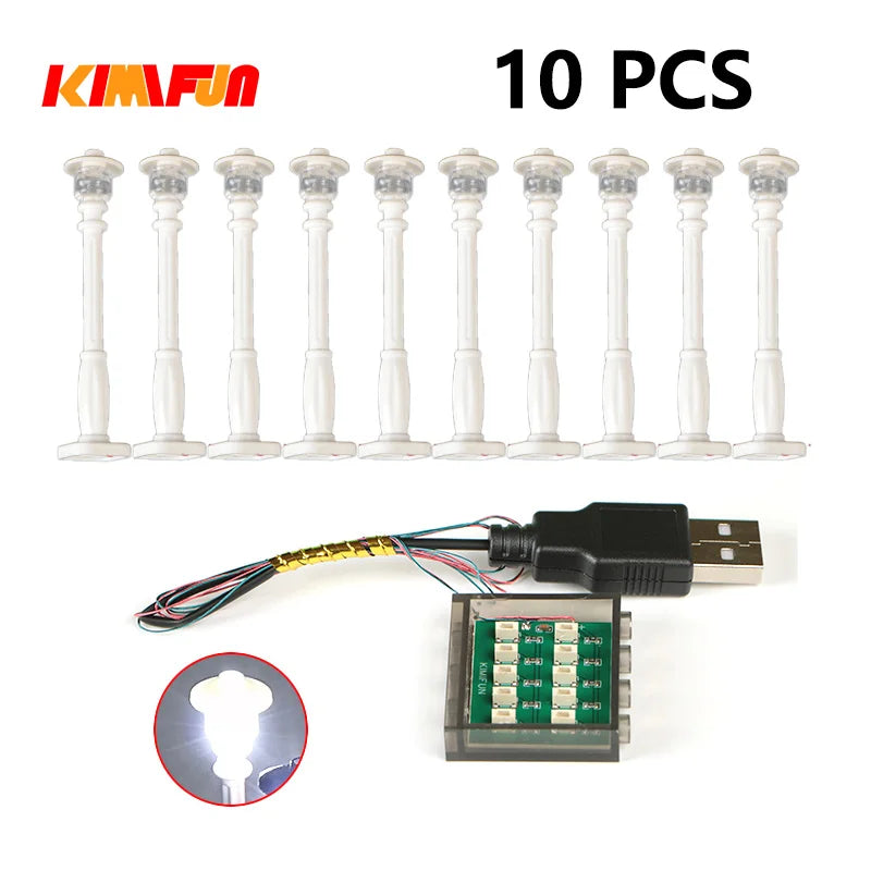 10PCS 0.8mm Pin RGB LED Building Blocks USB Lamp DIY Street Light City Electric Decorate 1X1 Brick Toy Compatible All Brands