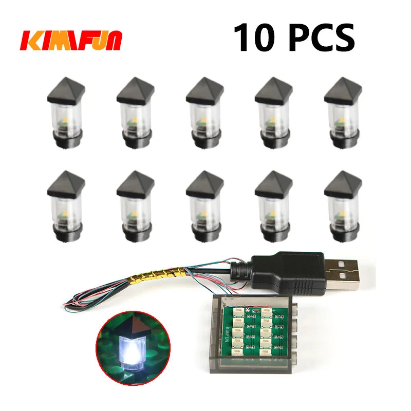 10PCS 0.8mm Pin RGB LED Building Blocks USB Lamp DIY Street Light City Electric Decorate 1X1 Brick Toy Compatible All Brands