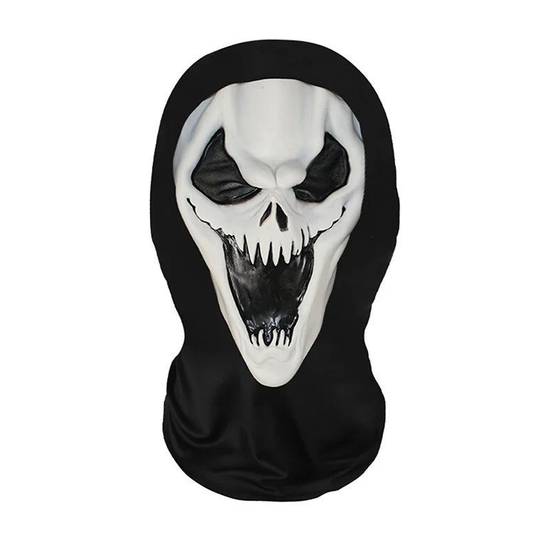 Eerie Ghost White Mask, Halloween Skull Face Costume Accessories, Party Props for Horror Cosplay Masquerade for Adults