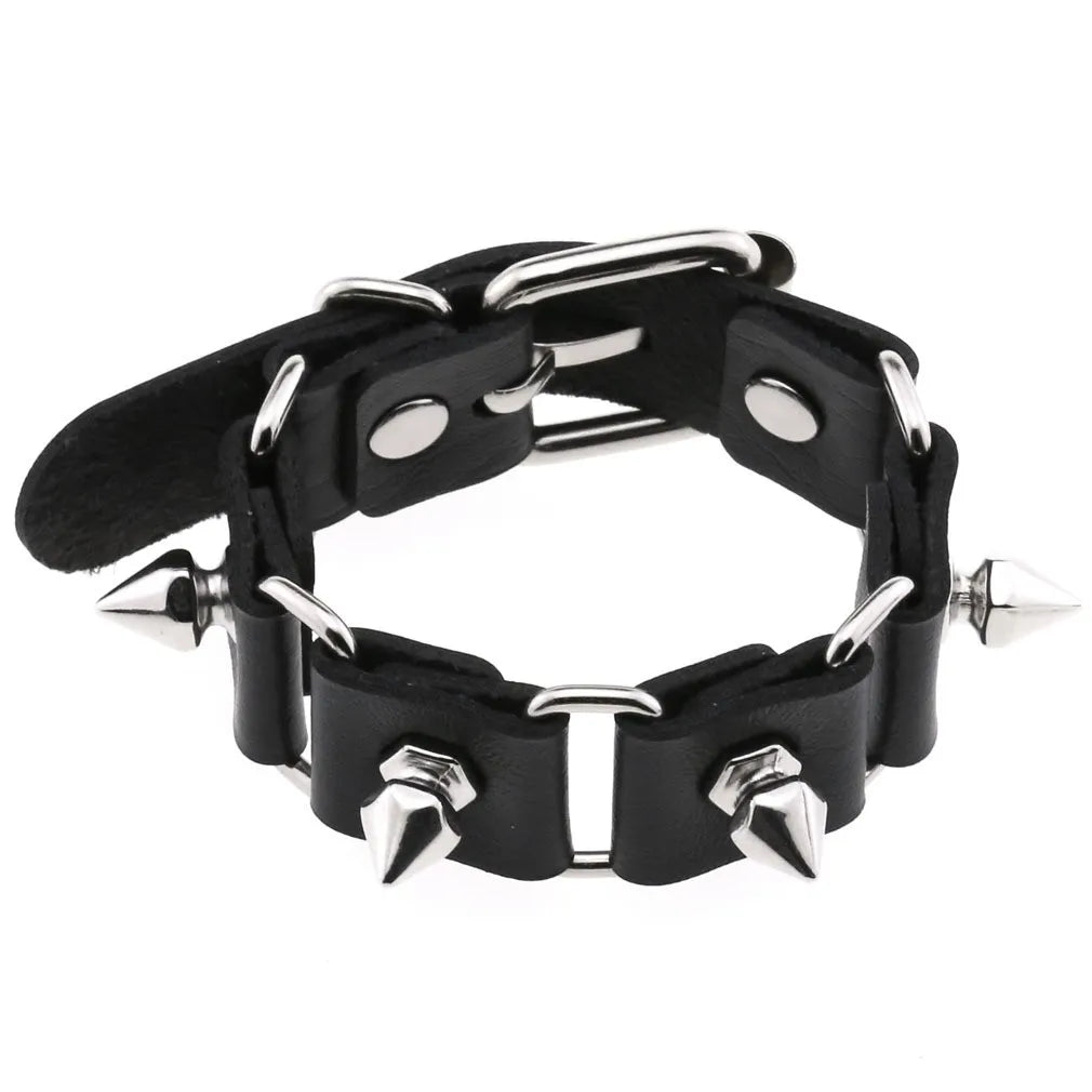 New PU Leather Studded Bracelet Punk Bracelet Adjustable Goth Cuff Bracelet Gothic Rivet Buckle Wristband for Men Women