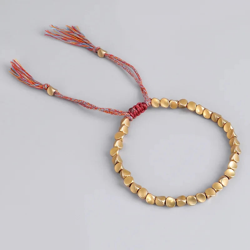 Bohemian Geometric Gold Color Ball Rope Bracelet For Women Long Tassel Unique Design Lucky Bracelet Lover Jewelry