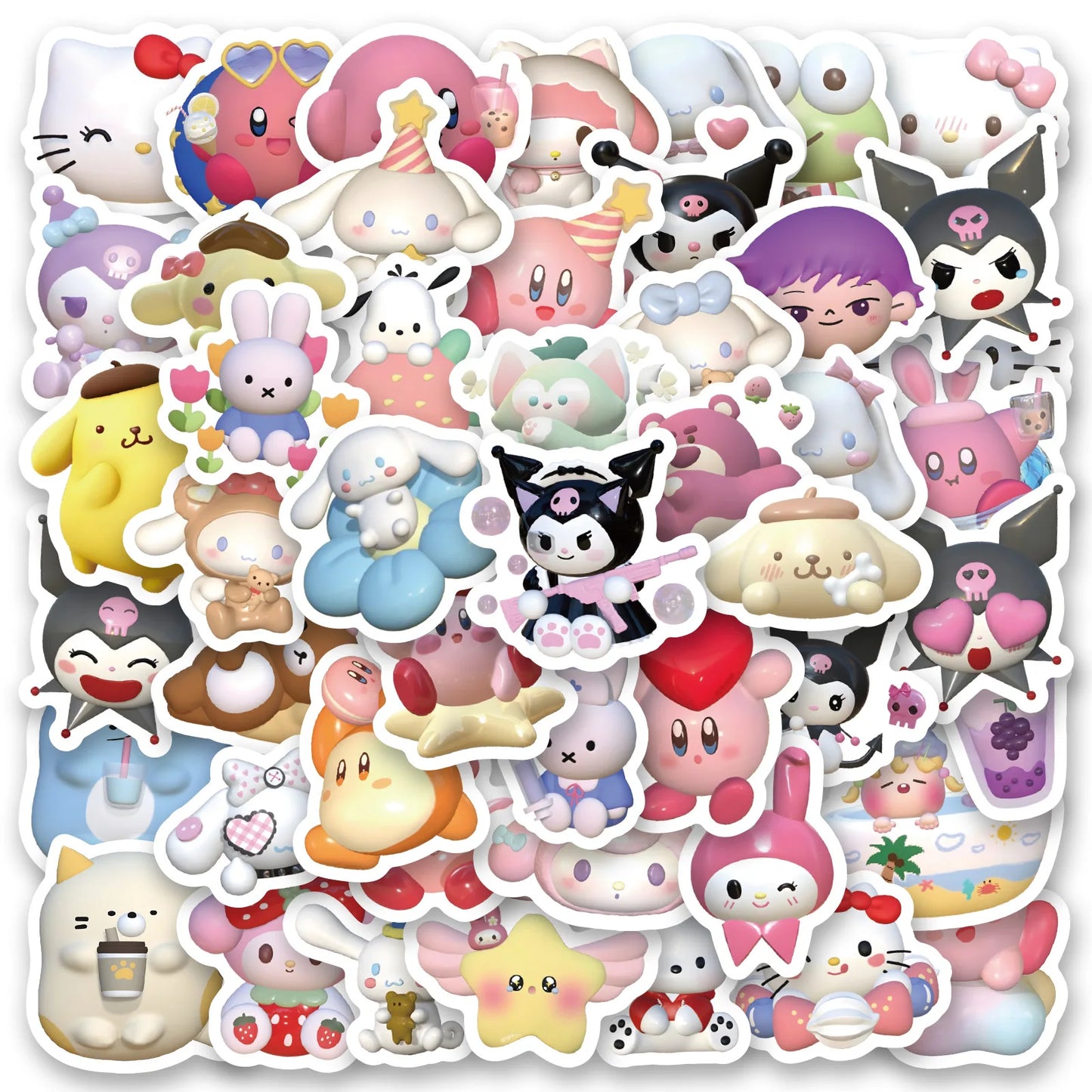 100/200/300Pcs Kawaii Sanrio Kuromi Melody Hello Kitty Stickers Laptop Mobile Phone Luggage Waterproof Cartoon Sticker Decals