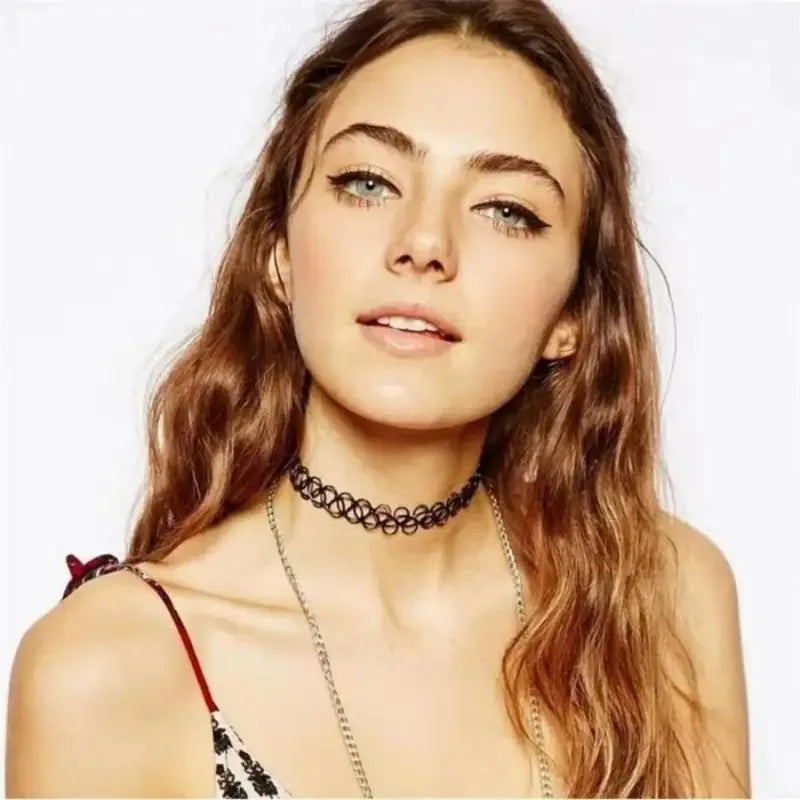 Vintage Elastic Braided Fish Thread Choker Gothic Black Choker 1pc Fashion Necklace for Punk Girl Women Gift