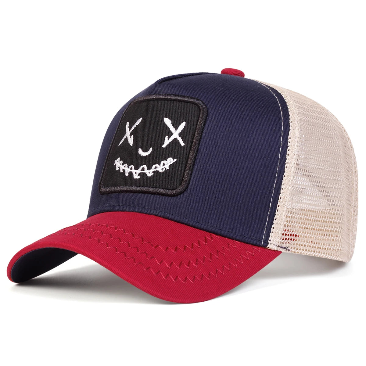 Unisex Ghost Face Embroidery Baseball Net Caps Spring and Summer Outdoor Adjustable Casual Hats Sunscreen Hat