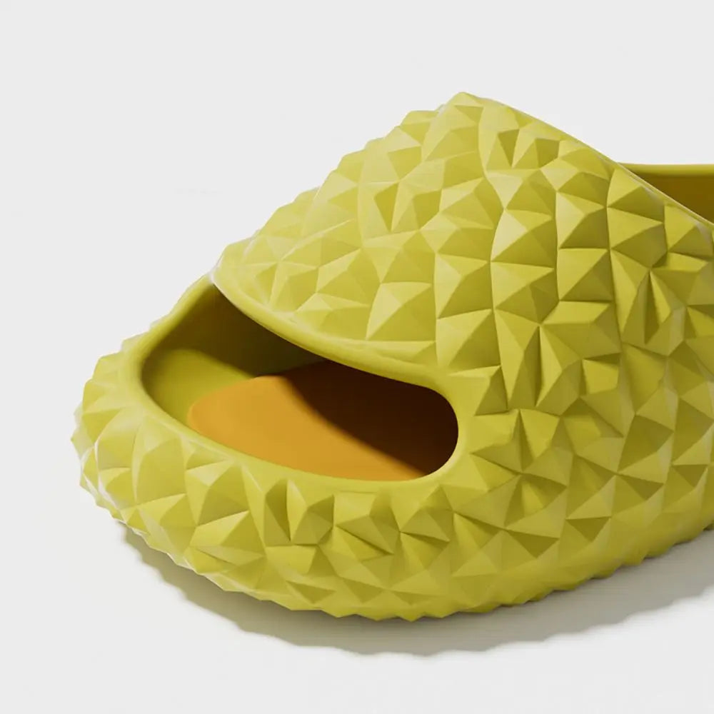 Fashion Funny Creative Durian Slippers Thick Sole Soft Slippers Women Men Beach Wear Shoes Anti Slip Flat Slides Sandals Summer