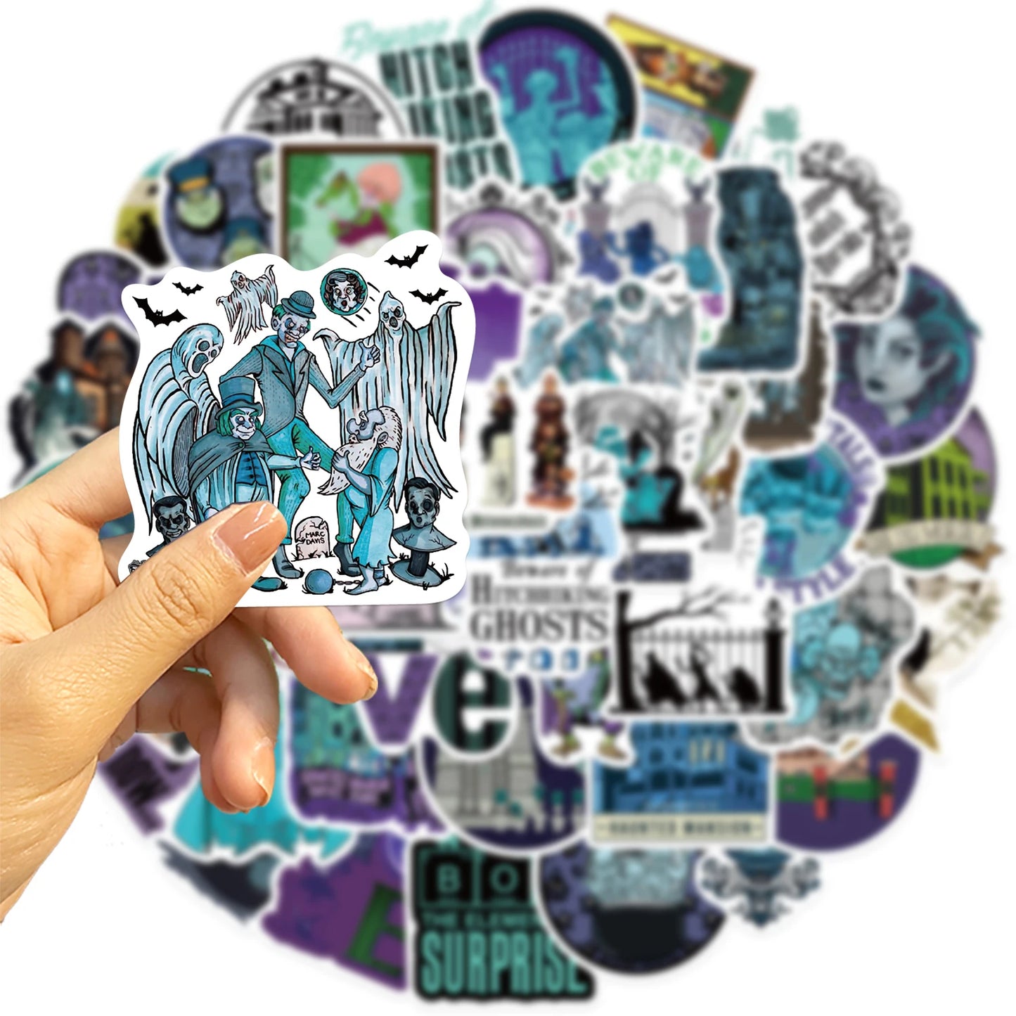 50PCS Haunted Mansion Scrapbook Stickers DIY Diary Laptop Luggage Skateboard Graffiti Decal Fun Stylish Classic Toys