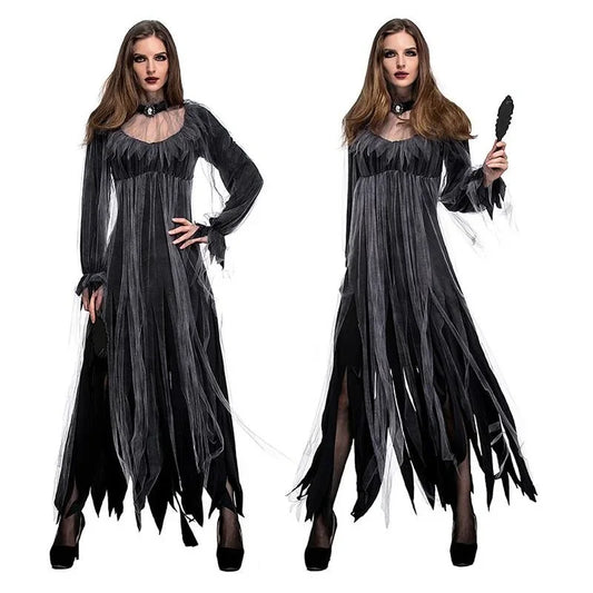 Dead Corpse Bride Costume Women Long Dress Scary Zombie Ghost Bridal Cosplay Costume Halloween