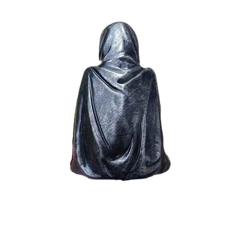 Black Clothes Mysterious Master Ornament Horror Black Robed Night Walker Gothic Sitting Resin Craft Ornament Desktop Decoration