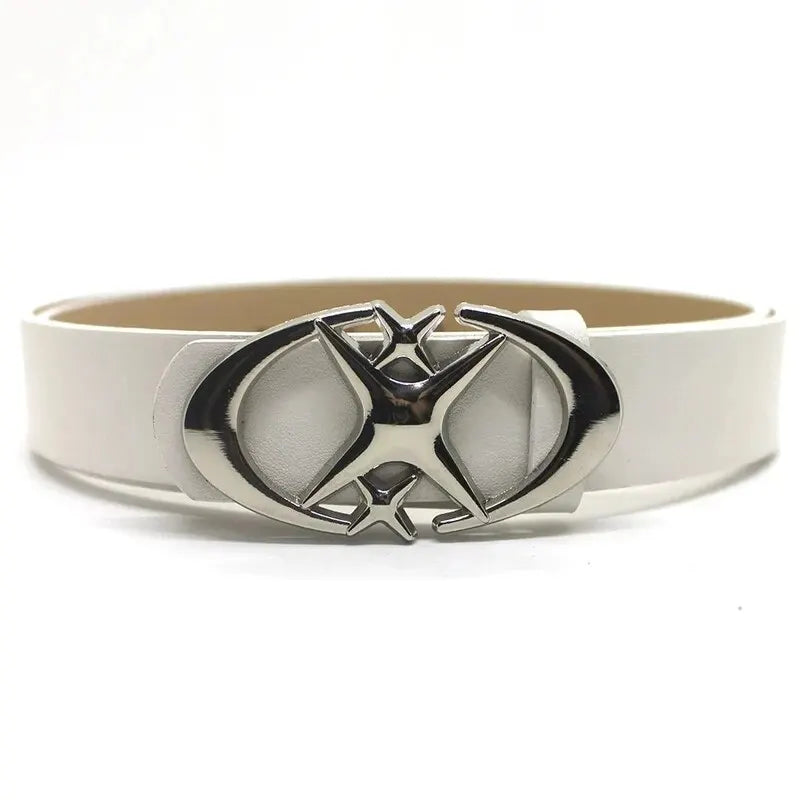 Women Belt Punk Star Buckle Belt Design Cross Metal Vintage Gothic Men Women Y2K Belt Pu Leather Waistband Pants Jeans Lady Belt