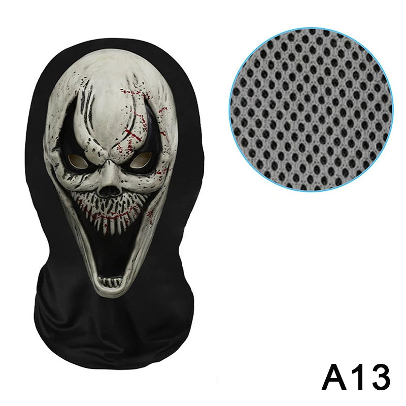 Eerie Ghost White Mask, Halloween Skull Face Costume Accessories, Party Props for Horror Cosplay Masquerade for Adults