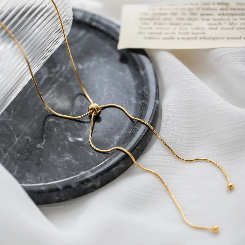 Stainless Steel Retro Creative Unique Design Adjustable Necklace Female Fashion Simple All-match Gold Clavicle Chain
