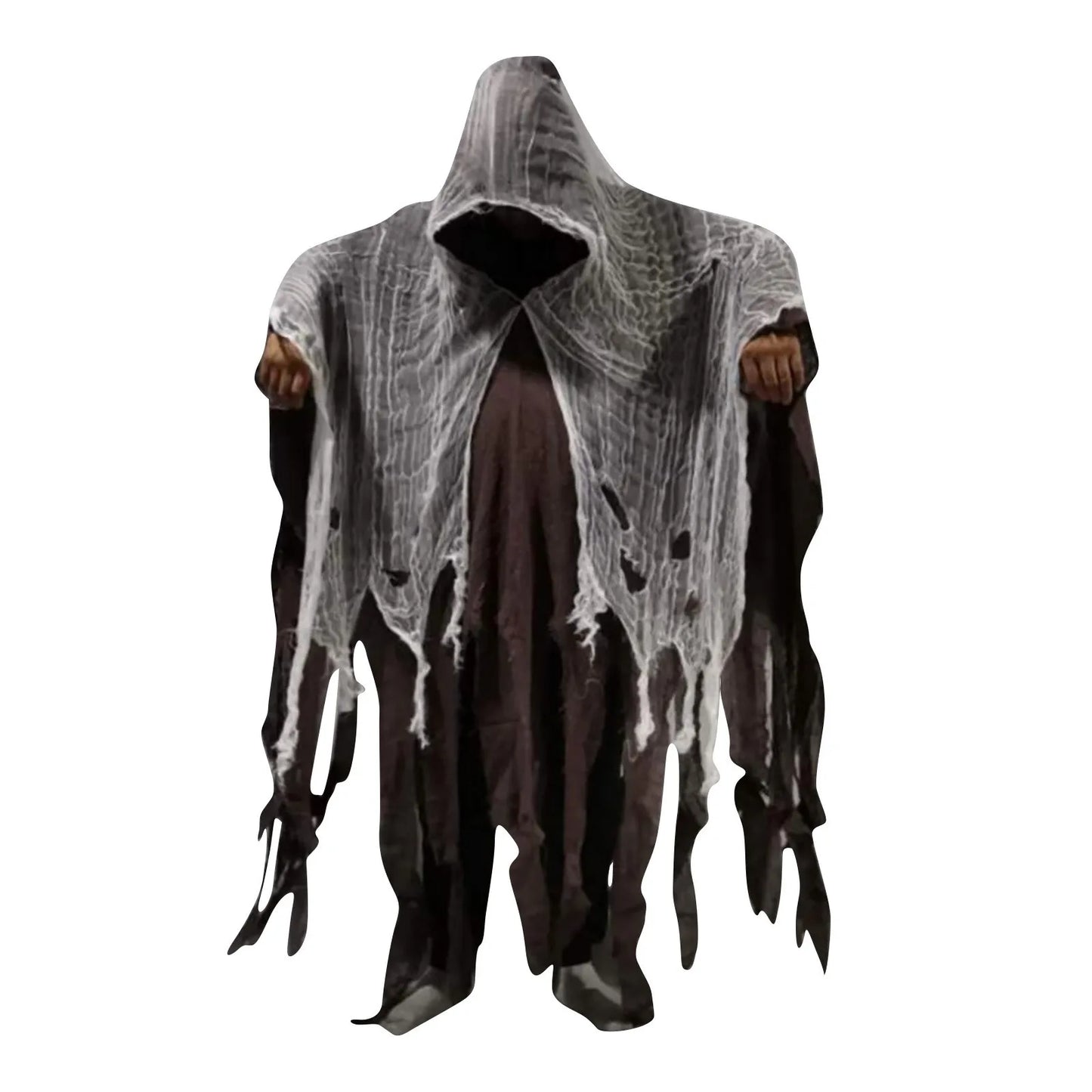 Ghost Death Cloak Horror Zombie Tattered Hooded Capes Halloween Skull Skeleton Cosplay Costume