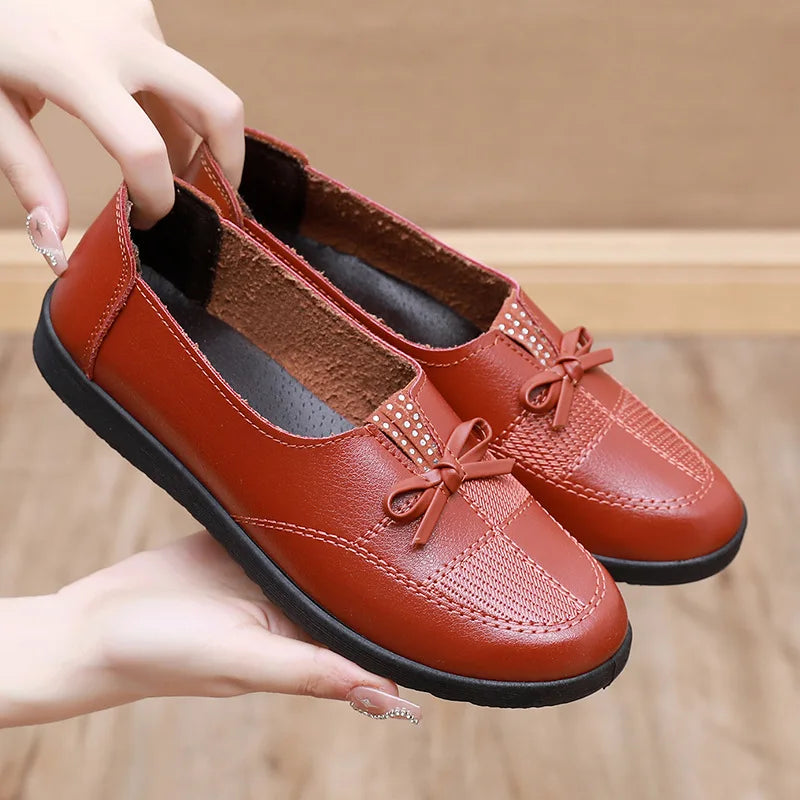 Women Leather Flats Female Flats Spring Shoes Classic Women's Loafers Casual Leather Shoes