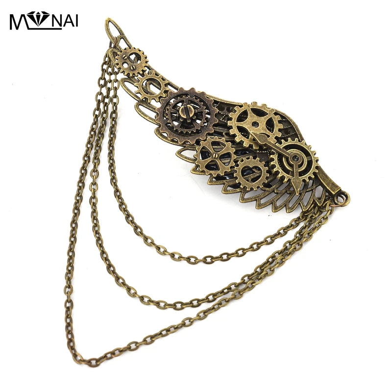 Girls Punk Gear Wings Hair Clip Gothic Steampunk Hairpin/Brooch Vintage Lady Headwear Accessories