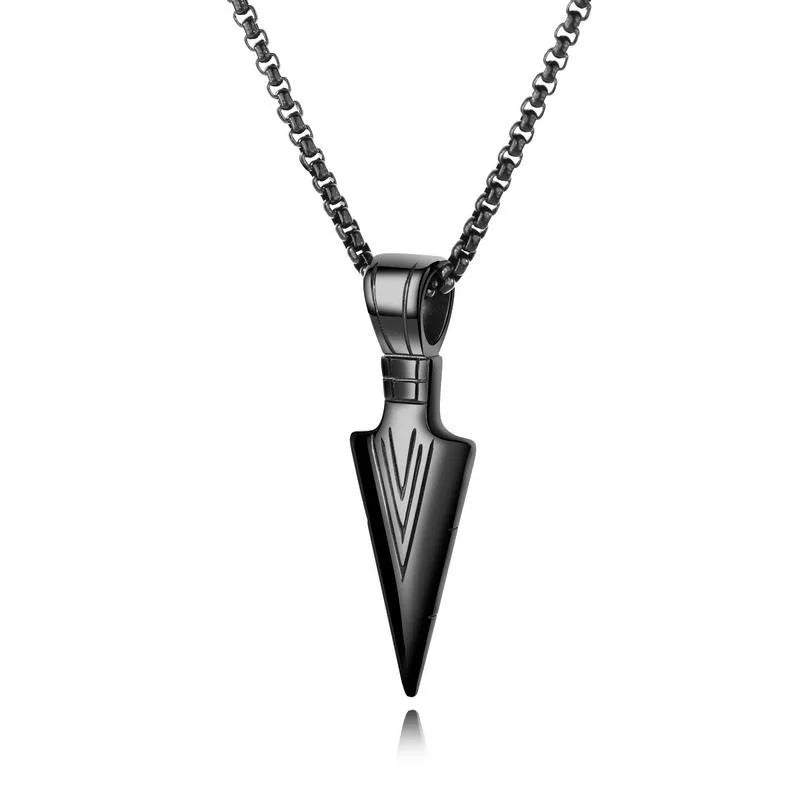 UILZ Personalized Domineering Triangle Spearhead Men's Couple Alloy Retro Hip-hop Arrow Necklace Pendant Jewelry