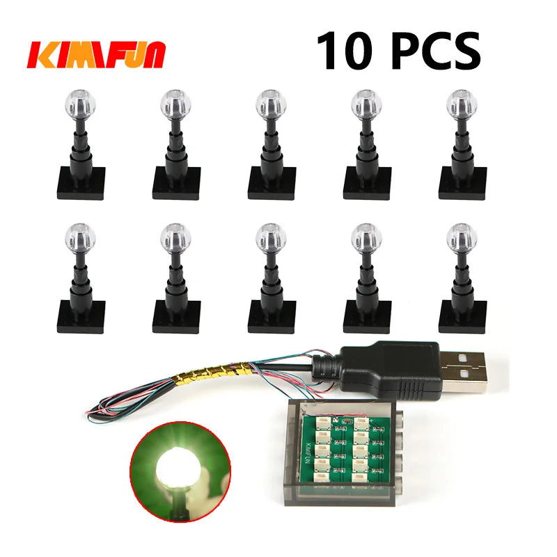 10PCS 0.8mm Pin RGB LED Building Blocks USB Lamp DIY Street Light City Electric Decorate 1X1 Brick Toy Compatible All Brands