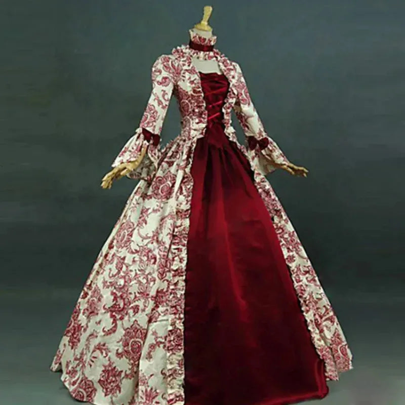 New ★ Women Cosplay Marie Antoinette Dress Medieval Flare Sleeve Victorian Party Formal Gown Renaissance Gothic Floral★ 2025 qi☆