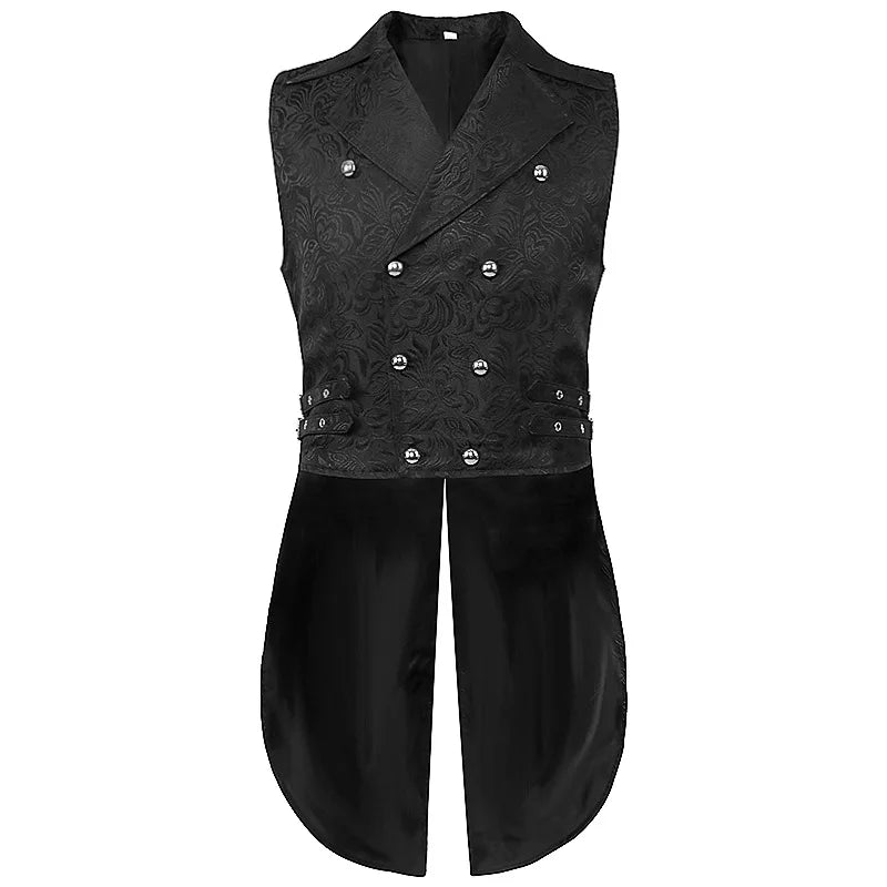 Men Medieval Steampunk Retro Gothic Tailcoat Vest Vintage Victorian Knight Gentleman Slim Bandage Waistcoat Tuxedo