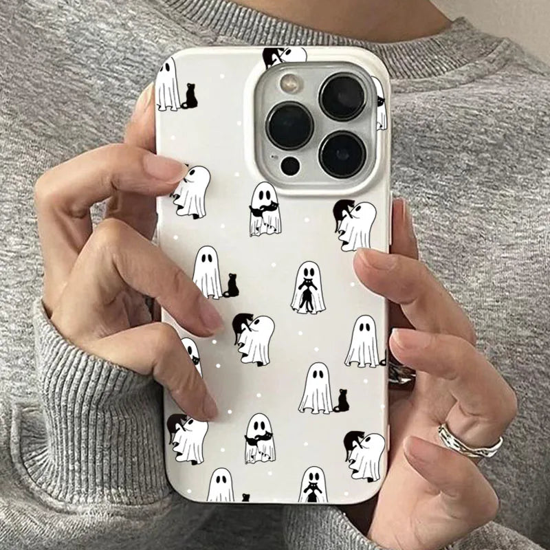 Ghost Cat Phone Case For iPhone 17 16 15 14 11 12 13 Pro Max 17 Air 13 1 X XR XS Max 7 8 Plus 16E Shockproof Cover