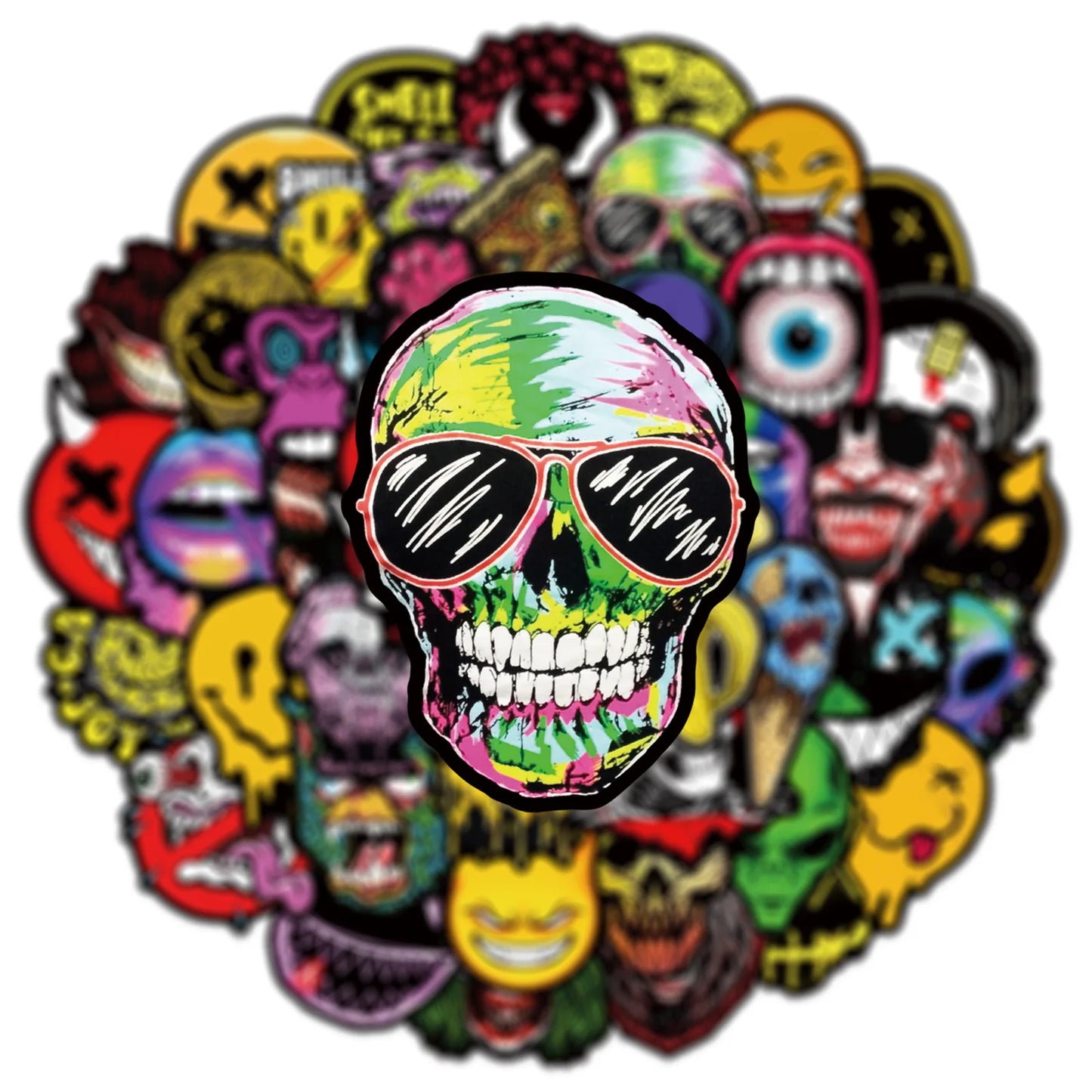 50PCS Horror Ghost Face Graffiti Stickers DIY Scooter Trolley Box Car Motorcycle Helmet Waterproof Sticker Toy Halloween