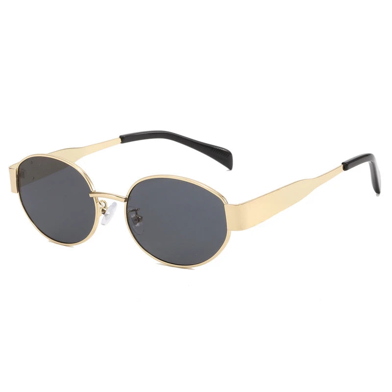 Steampunk Sunglasses Retro Women's Oval Sunglasses Fashion Women's Classic Retro Small Metal Brand Glasses UV400