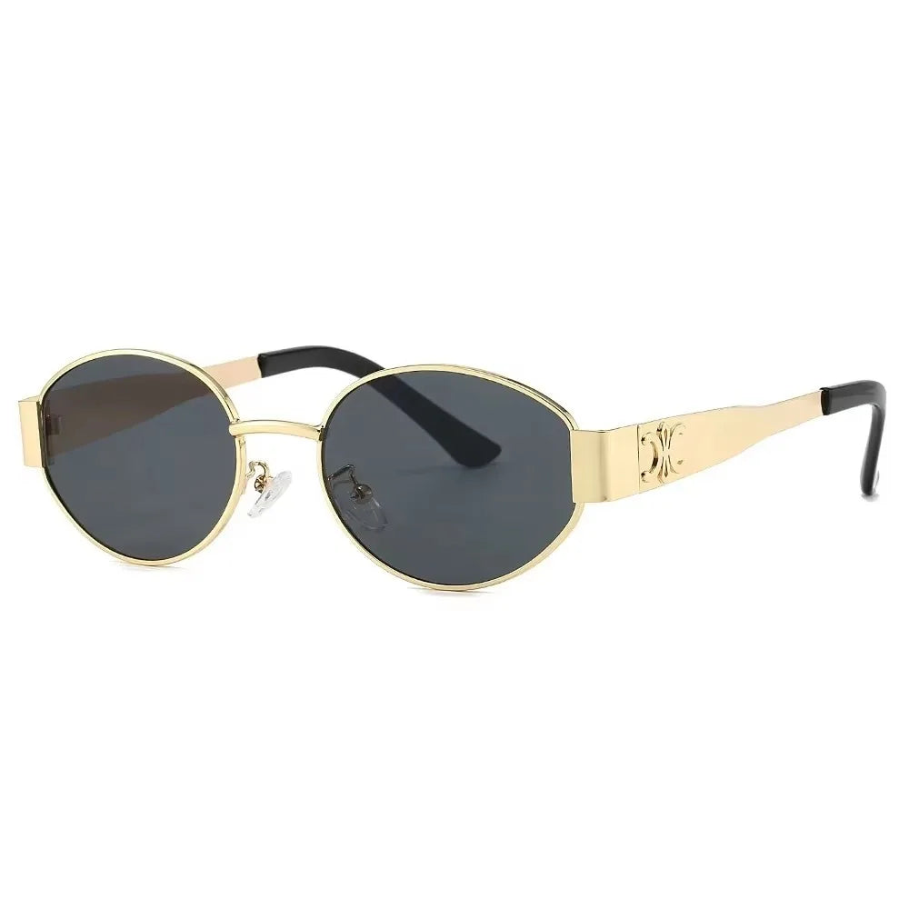 IGSTDRM Luxury Metal Brand Sunglasses for Men and Women Unisex Designer Fashion Sun Glasses Oval Unisex Stylish Eyewear Shades