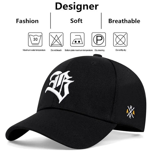 Unisex Gothic Letter Geometric Embroidery Baseball Caps Spring and Autumn Outdoor Adjustable Casual Hats Sunscreen Hat