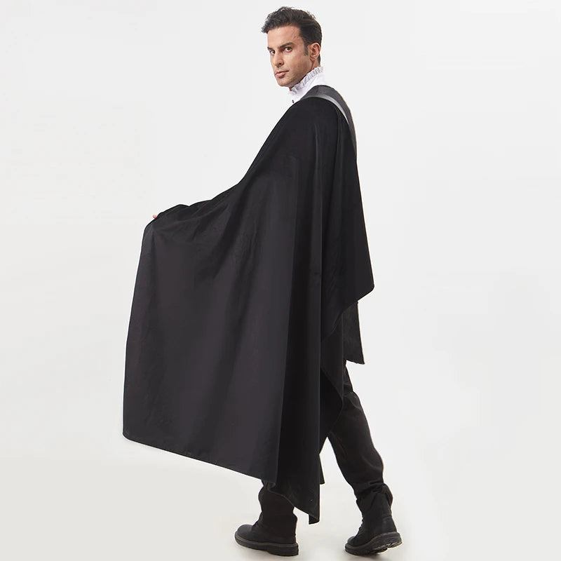 Steampunk Shawl Half Shoulder Cape with Belt Black Shawl Cape Medieval Halloween Costume Men and Women Can Perform Stage Perform