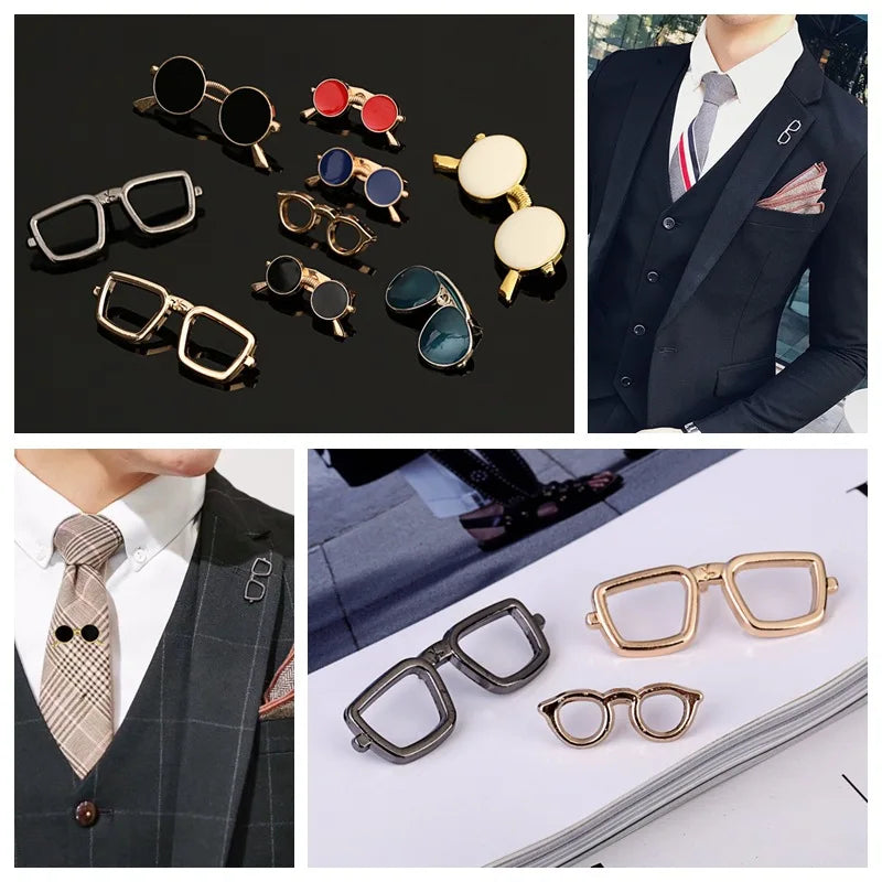 Fashion Alloy Women Men Enamel Brooches Pin Glasses Sunglasses Frame Openwork Scissor Aircraft Badge Clothing Accessories