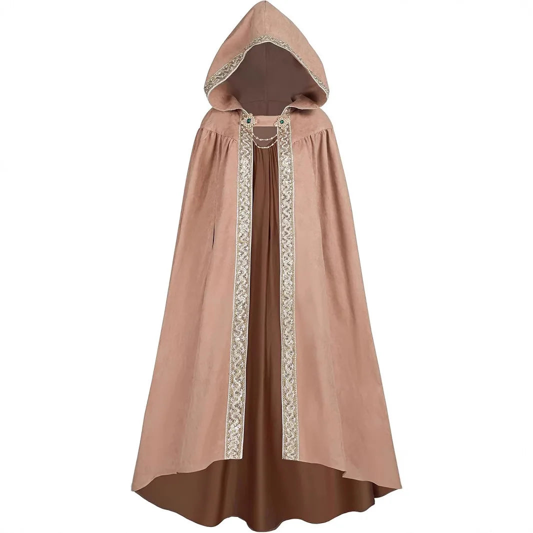 Medieval Clothes Cloak Cape Robe Steampunk Costume Gothic Hood Outfit Men Death Vampire Dark Knight Warrior Cosplay for Adult