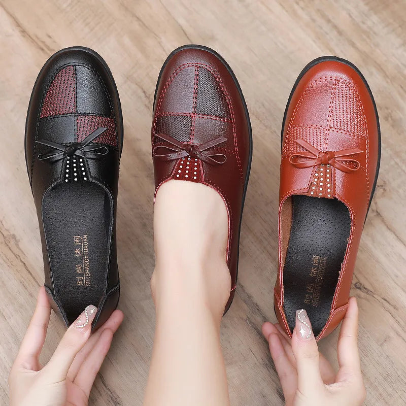 Women Leather Flats Female Flats Spring Shoes Classic Women's Loafers Casual Leather Shoes