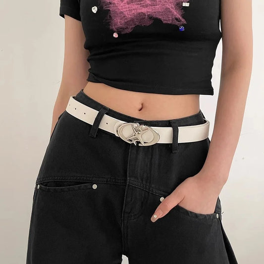 Women Belt Punk Star Buckle Belt Design Cross Metal Vintage Gothic Men Women Y2K Belt Pu Leather Waistband Pants Jeans Lady Belt